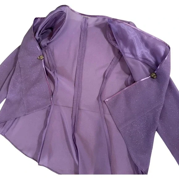 R&M Richards Petite Lavender Sparkle Jacket Dress Suit Women's Size 10P Elegant